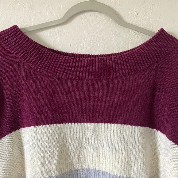 Lucky Brand Womens Sweater Relaxed Fit Ribbed Size XXL Knit Pullover Stripe - Picture 2 of 11